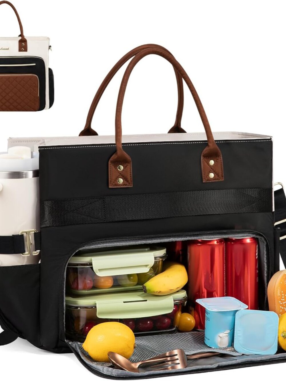 Lunch Tote Bag for Women, 3 in 1 Work Bag with Insulated Lunch Compartment & 40o